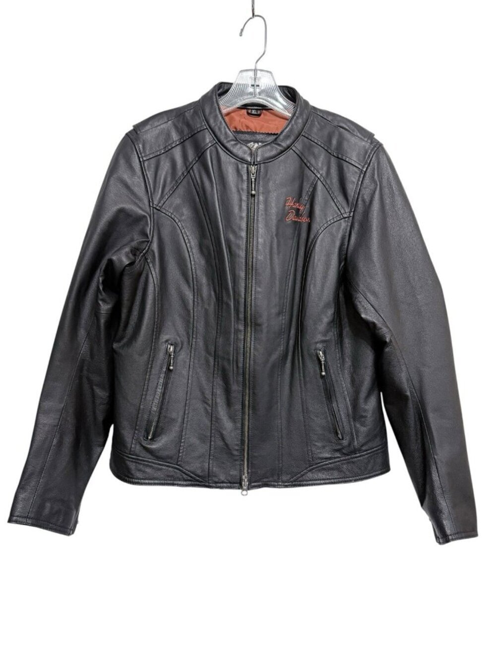 EUC Women's Harley Davidson Classic Wing Back Leather Jacket Size XL Moto Biker - Picture 3 of 9